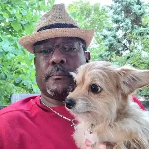 Steve Washington with his dog